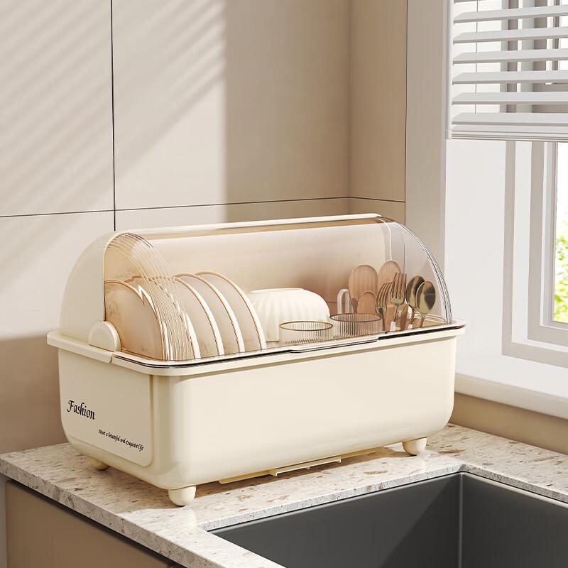 Kitchen Dish Drying & Storage Rack with Lid