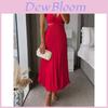 Elegant Summer Sleeveless Vneck Pleated Backless Maxi Dress For Women