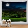Universe Galaxy Beautiful Earth Moon Under Night Sky Printed Tapestry Wall Hanging Decoration Cloth Bohemian Hippie Tapestries