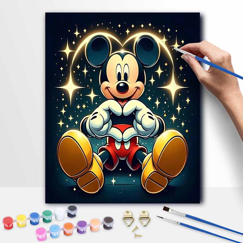 Disney Mickey Mouse Heart Oil Painting Kit Home Bedroom Wall Decor Handmade Gift Art Painting Craft DIY Personalized Creative Decor