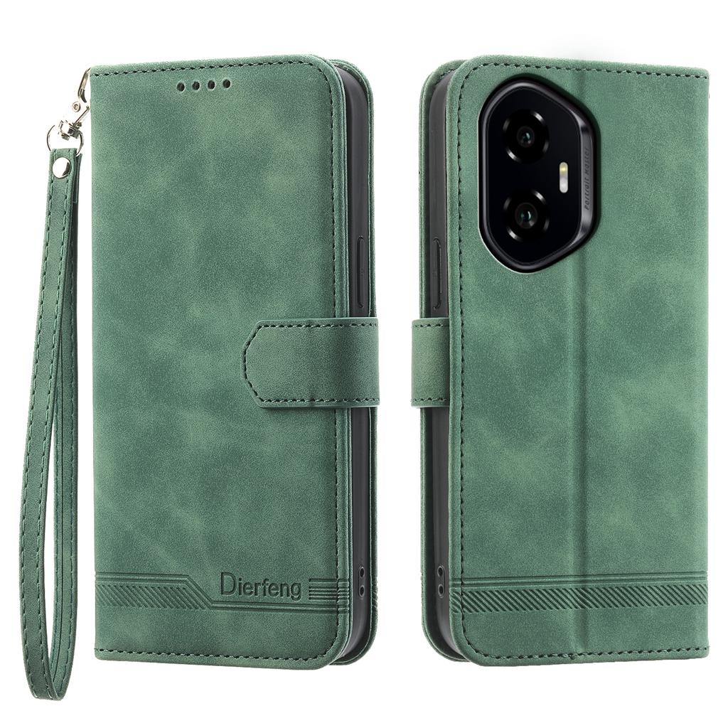 DIERFENG DF-03 For Honor 300 Leather Case Lines Imprint Wallet Phone Cover