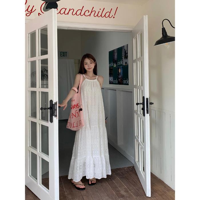 French First Love White Suspender Dress Women's Summer New Seaside Vacation Sleeveless Fairy Beach Skirt