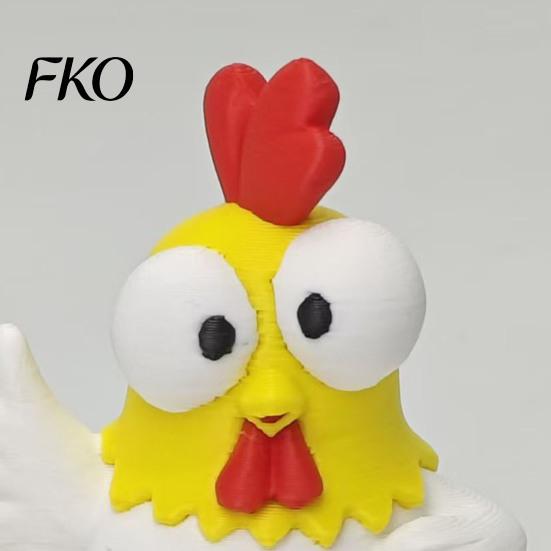 Small Desktop Sculpture 3D Printed Cartoon Rooster Figurine, Mini Big-Eyed Funny Emoticon Figure Ornament, Cute Animal Sculpture, Creative Office Gift