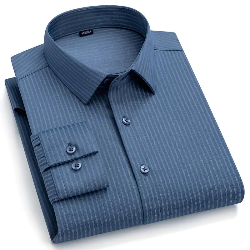 Iron Free Men’s Business Long Sleeve Shirts Microfiber  Elegant Office Formal Dress Shirt Casual Standard Male Workwear Shirts