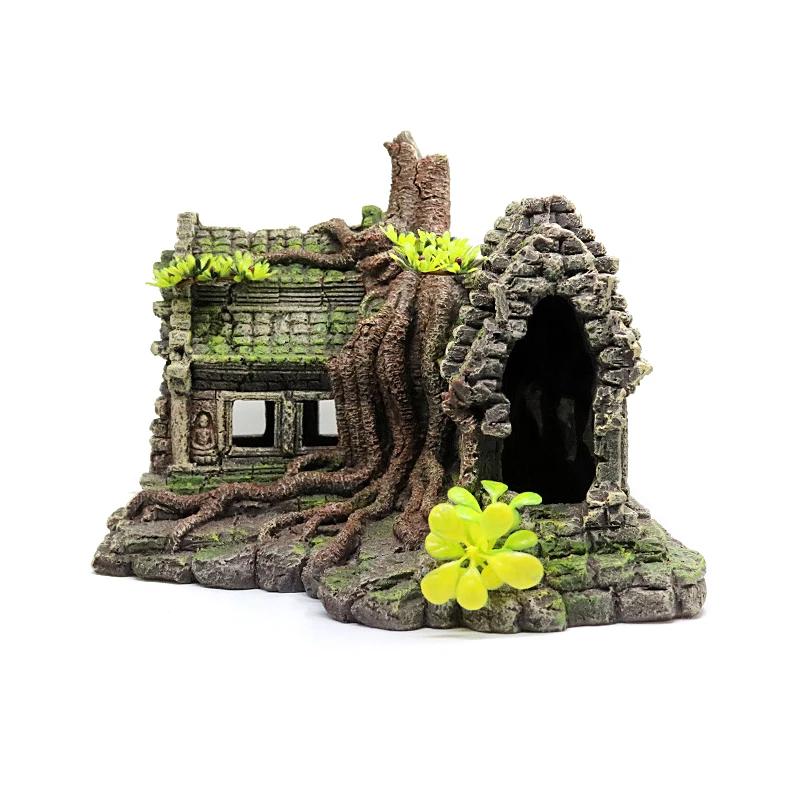 Resin Tree House Wooden Aquarium Beautification Fish Tank Decoration Craft Pet Supplies Accessory