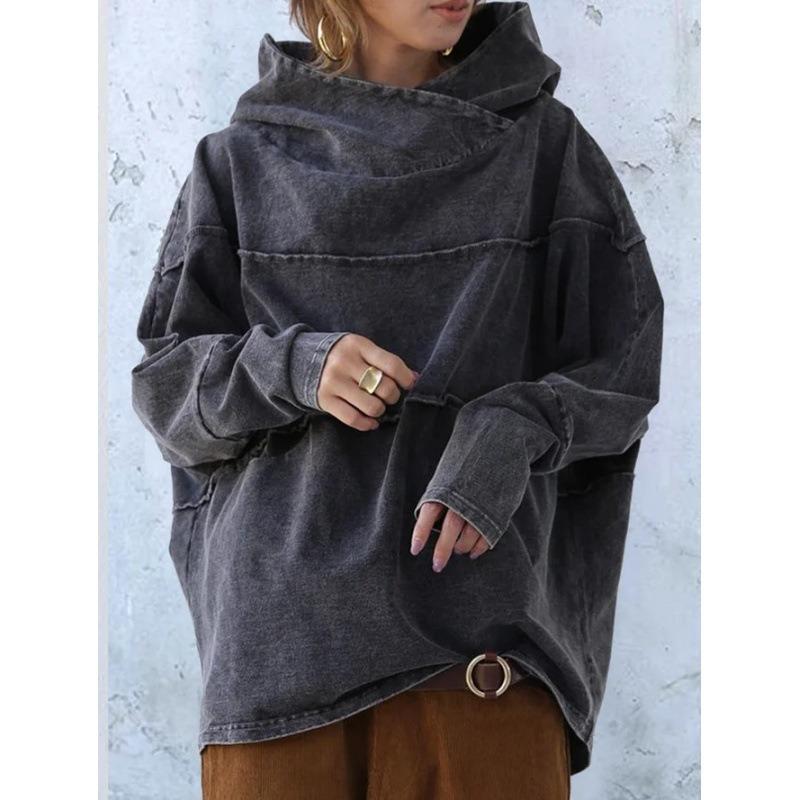 Veste sweat-shirt ample en denim pour femme, nouvelle collection automne