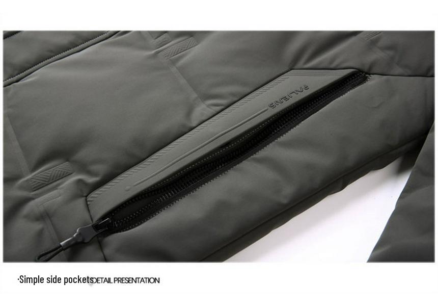 Daqiumen Men's 2025 Winter Mid-Length Hooded Down Jacket