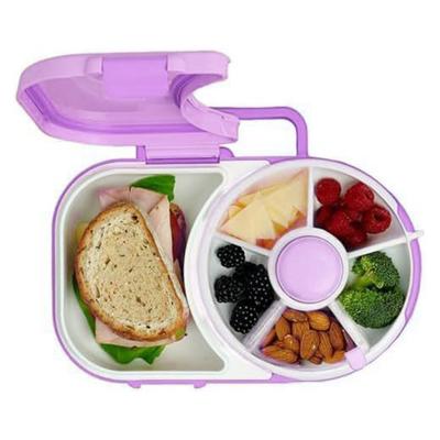 Lancheira Infantil Organizador Giratório de Lanches Lancheira Bento de 5 Compartimentos com Pequeno Girador de Lanches Recipiente para Lanche Dobrável para Escola Viagem