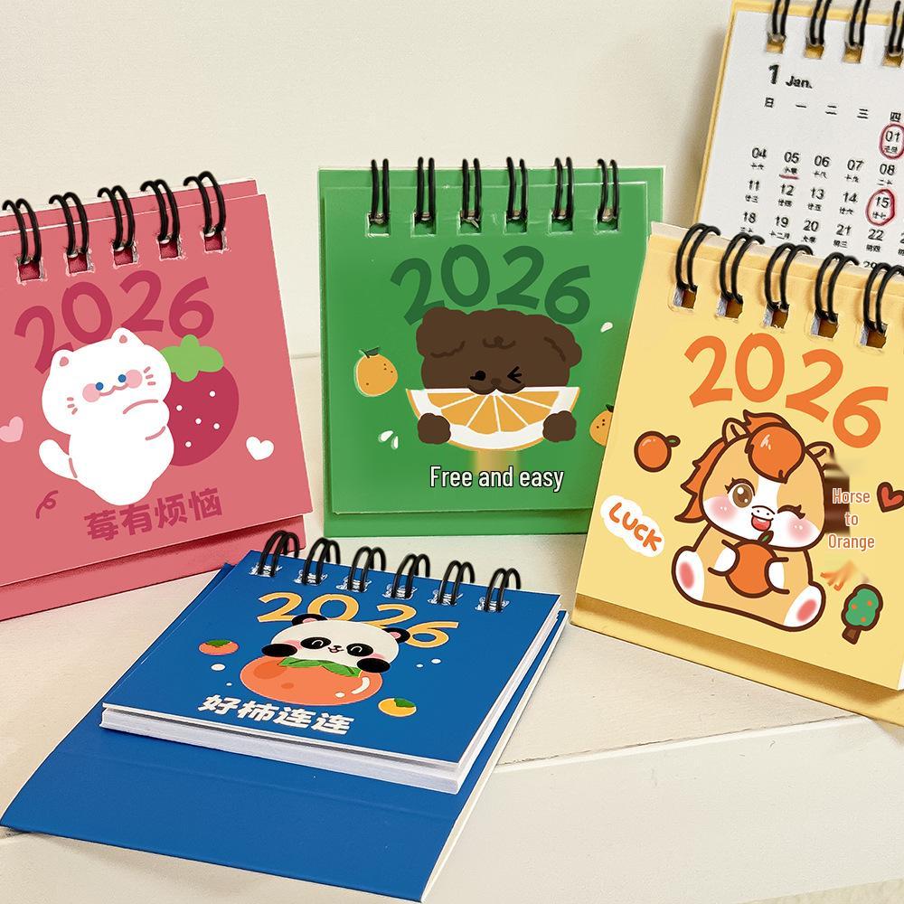 2026 Cute Fruit Cartoon Desk Calendar: Mini Desktop Ornament & Portable Student Notebook