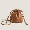 Fashion Simple Women Drawstring Bucket Bags Female Small Shoulder Bags Lady Soft Pu Leather Crossbody Bags Casual Cute Handbags