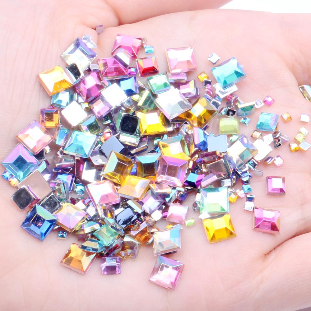 Hot Sale 4mm Acrylic Loose 10000pcs FlatBack Square Gems for Crafts Scrapbooking DIY Bags Clothes Nail Art Decoration