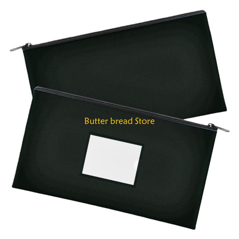 W89C Office File Organizers Waterproof PU Card Slot Clear Front for Professional Use чёрный