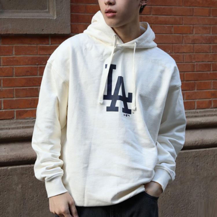 New Era MLB Casual Logo Print Hoodie Unisex Hoodies Ivory 12727845