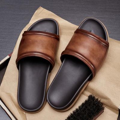 Top Quality Men Genuine Leather Slippers 2024 Summer Casual Comfortable Shoes Luxury Men Handmade Sandals Shoes