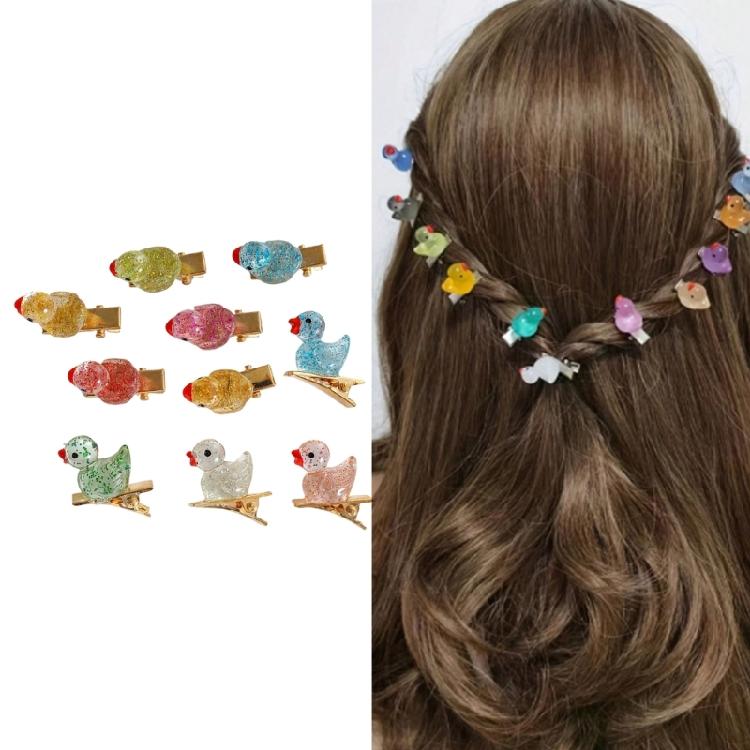 10PCS Duckling Hair Clip Colorful Hairpins Safe Resin Hairpin Cartoon Headwear Kids Girls Party School Hair Ornaments