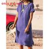 Polyester Solid Color Basic Short Sleeve A Line Dress For Office Women
