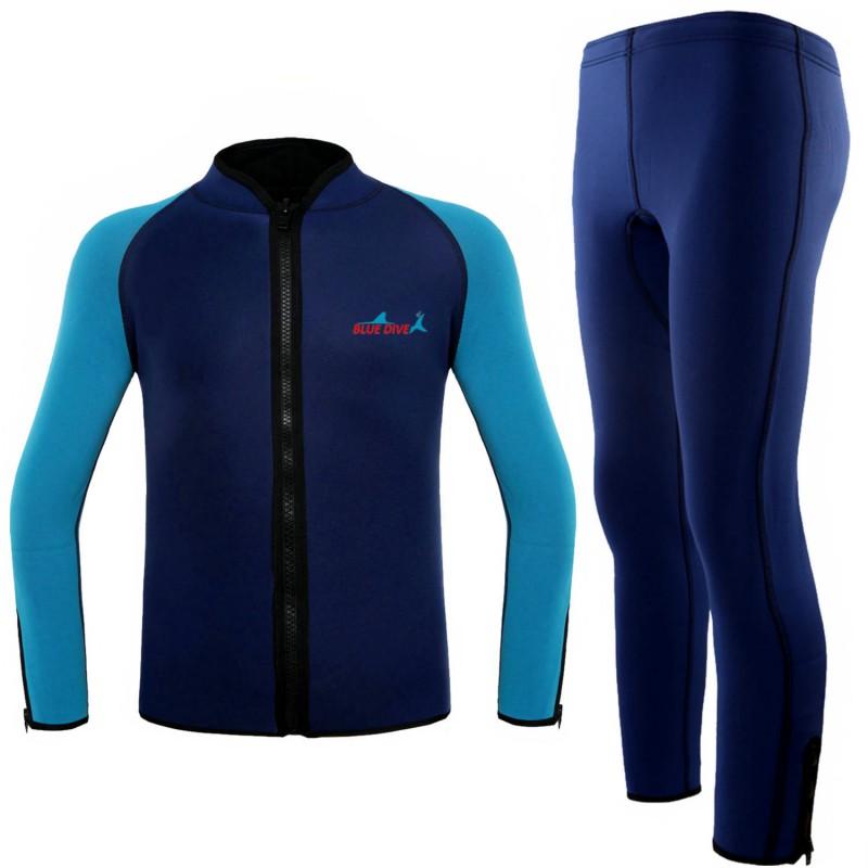 Diving Wetsuit Men Women 2mm Shorty Neoprene Rash Guard Set Long Sleeve Pants UV Protection Slim Fit