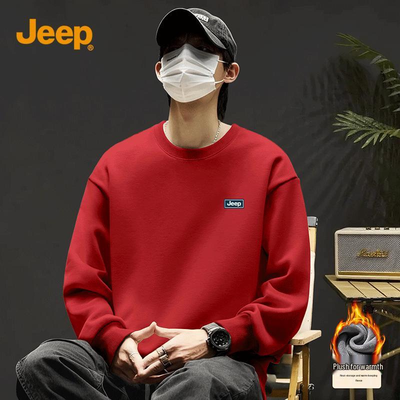 JEEP Men s Fleece Lined Crew Neck Pullover Sweatshirt M