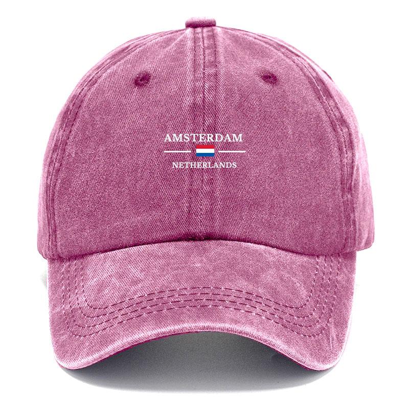 Amsterdam Gewaschene Baumwolle Baseballkappe Vintage Used Reise Souvenir Verstellbar Verstellbare Snapback Mütze Unisex Niederlande Touristen Geschenk