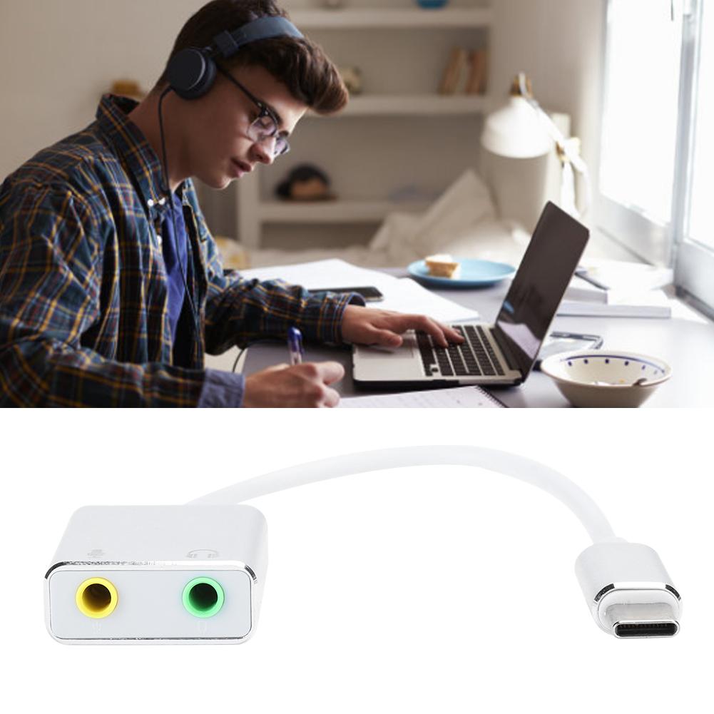 Aluminum Alloy TYPEC 7.1 External No Drive Stereo Sound Card Audio Adapter