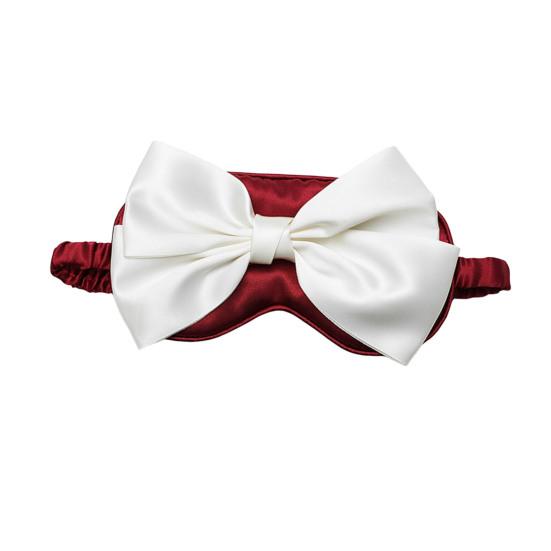 

Bow Sleep Mask with Elastic Strap Breathable Women Faux Silk Blockout Eye Cover Light Blocking Blindfold for Home Travel Nap Night Sleeping вино красного