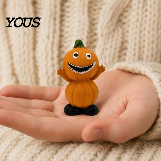 Eco-friendly Halloween Decor Pumpkin Figure Ornaments, Hand-Painted Resin Decorations with Unique Hand-painted Figures Expressions, Figurine