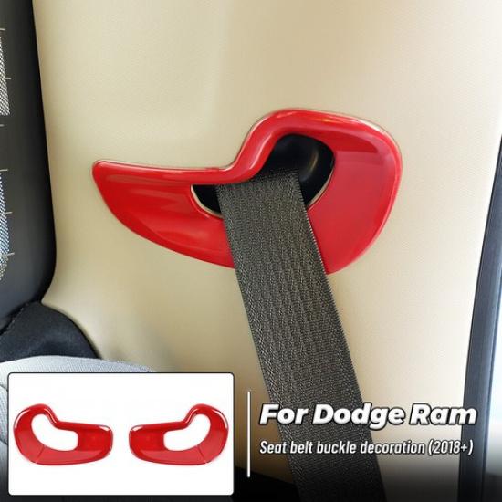 2x Car Seat Belt Buckle Cover Trim Decoration Frame For Dodge RAM 1500 2018+ Red
