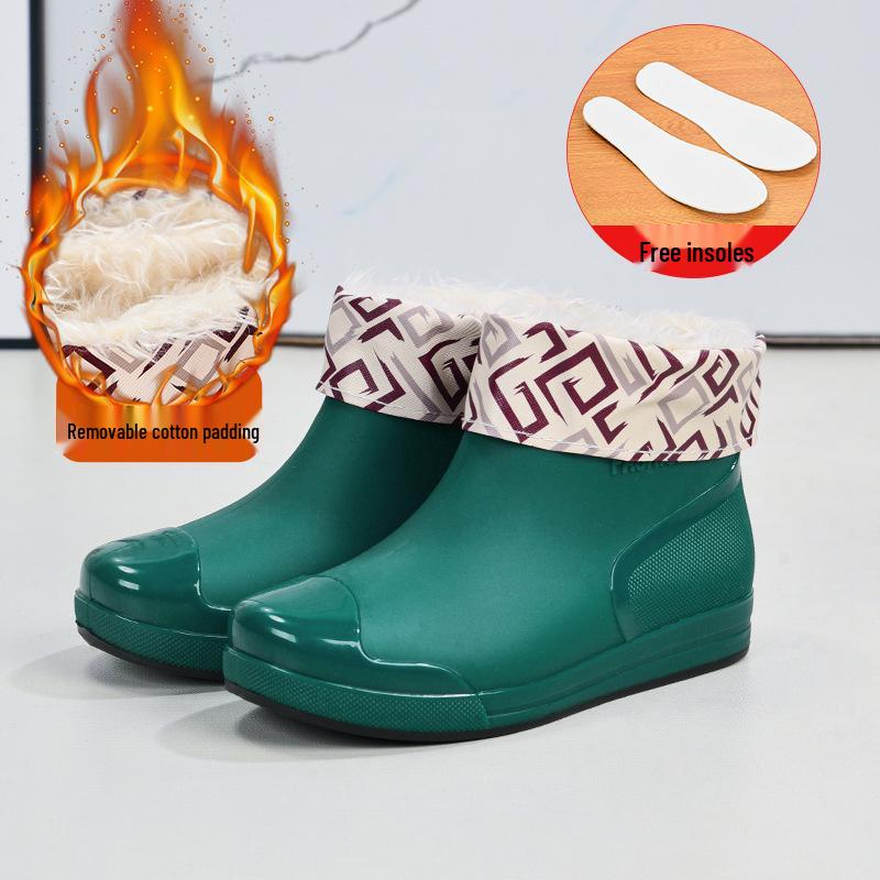Damen Kurze Regenstiefel: Warme, rutschfeste, wasserdichte Gummischuhe für den Außenbereich