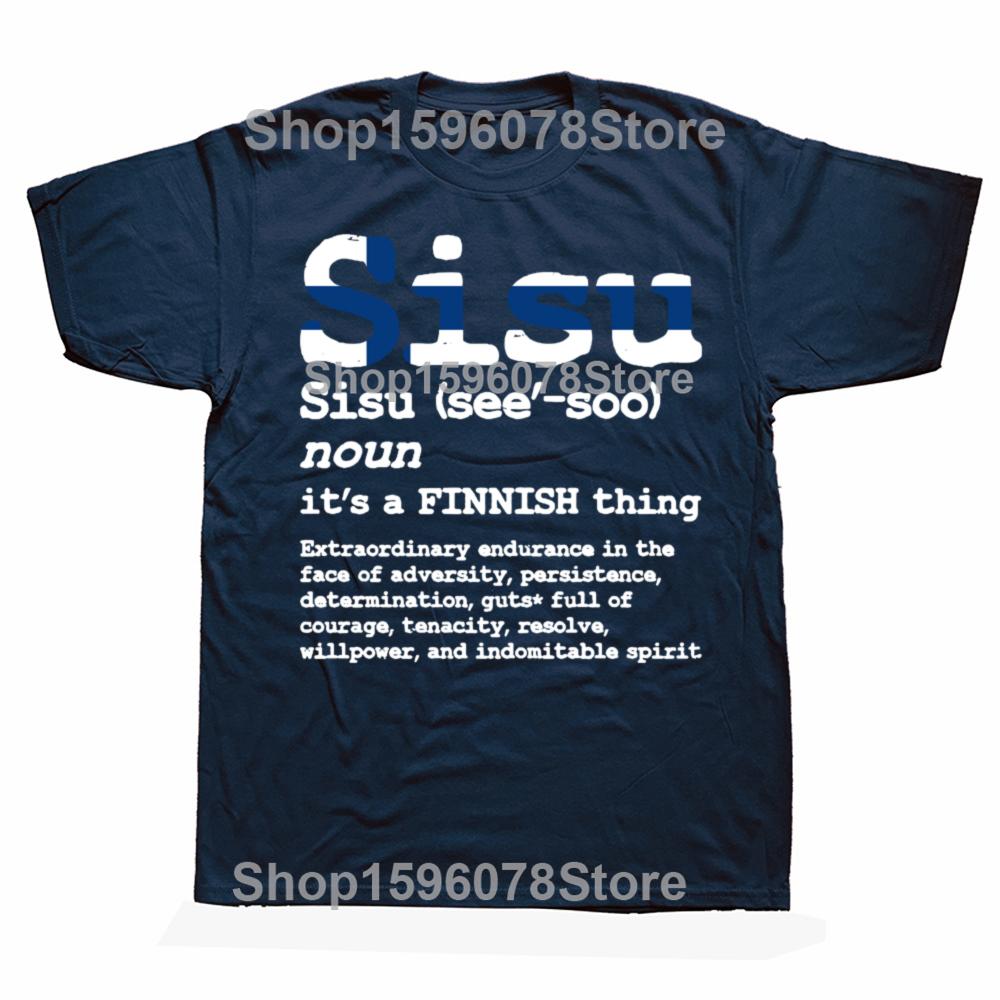 Funny Finnish SISU Strength Courage T Shirts Cotton Birthday Gifts Mens Clothing Fashion Casual Loose Oversized T Shirt