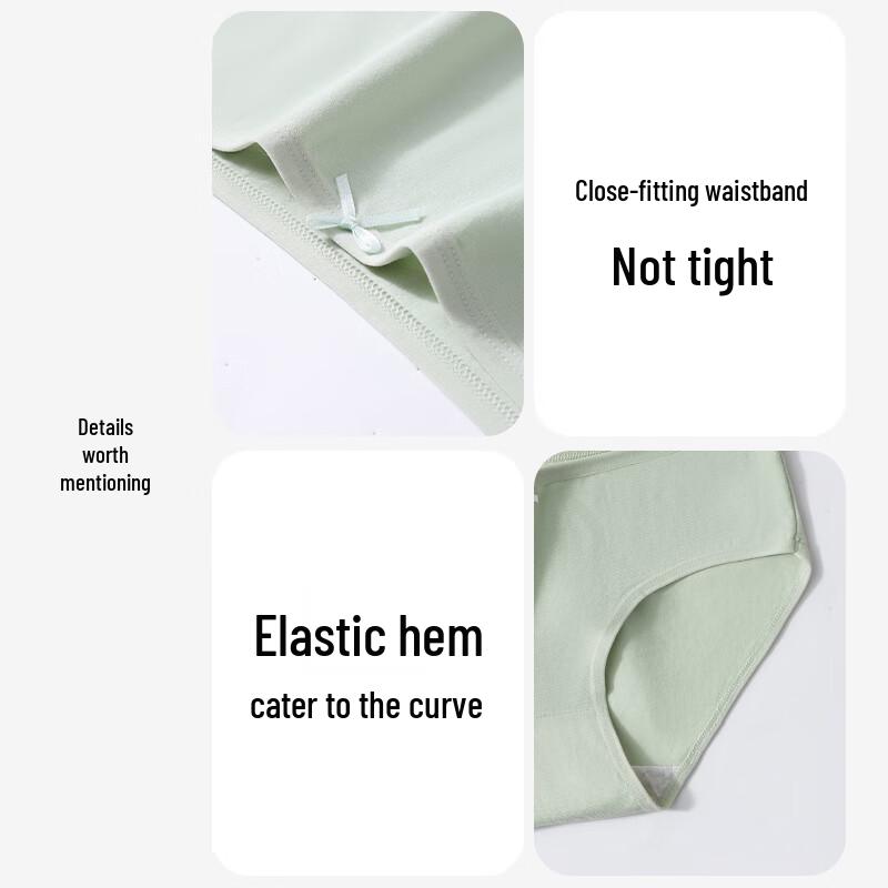 Dushi Liren Women's Anti-Bacterial Mid-Low Waist 100% Cotton Crotch Briefs