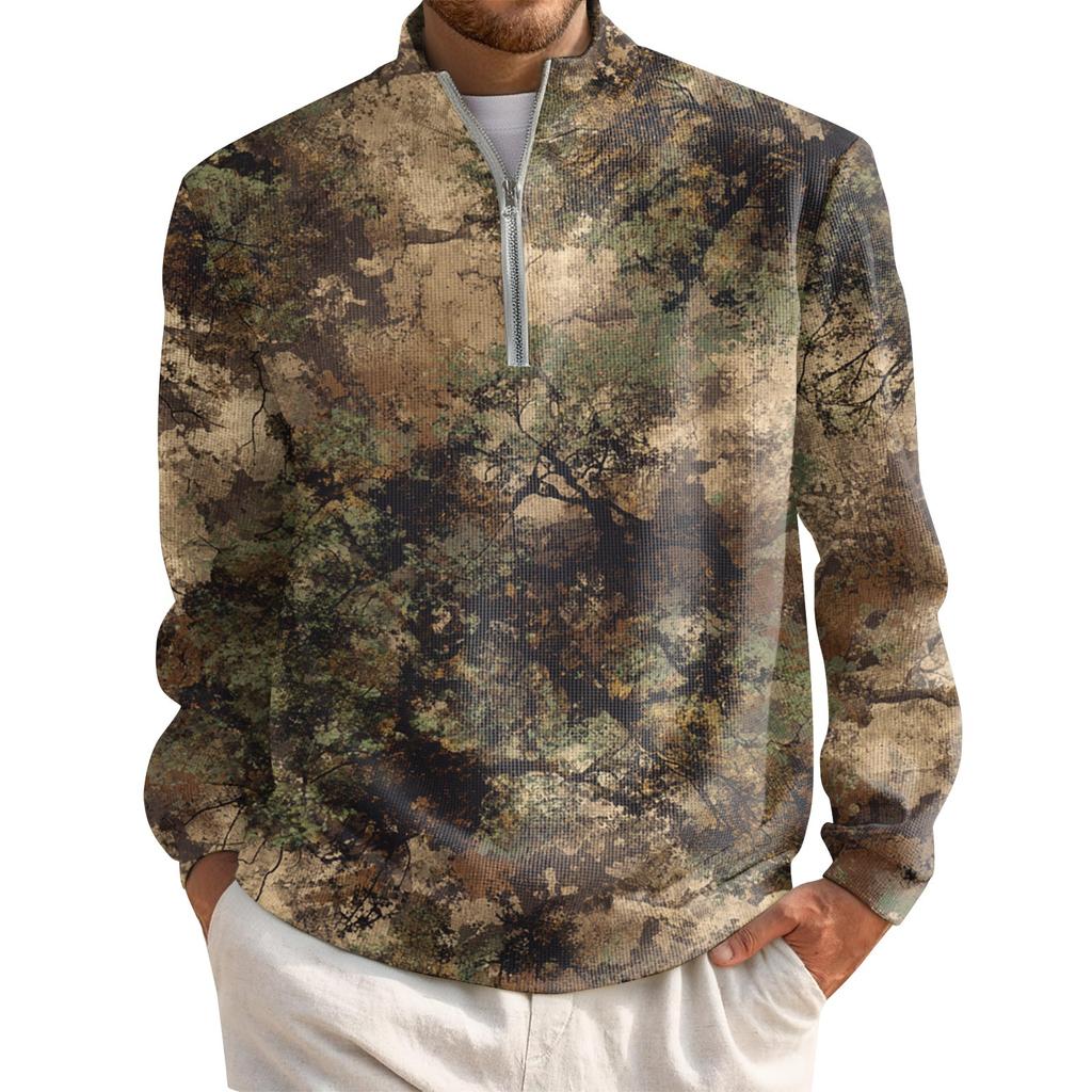 Herren Kurz-Reißverschluss Rollkragen Langarm Top