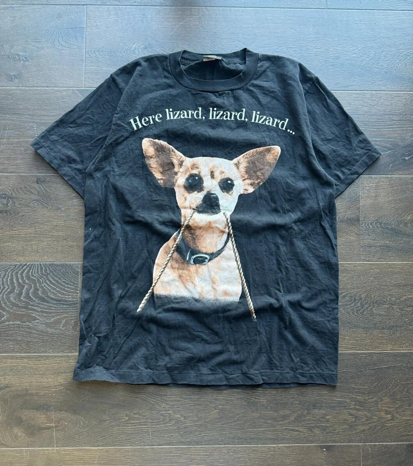 Vintage Taco Bell Chihuahua Here Lizard Godzilla movie promo T-shirt S-5Xl XL