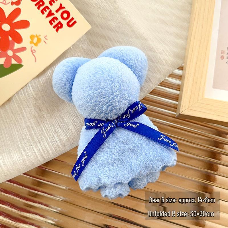Bear-Shaped Coral Fleece Handkerchief – Practical Gift for Weddings, Birthdays, and Events