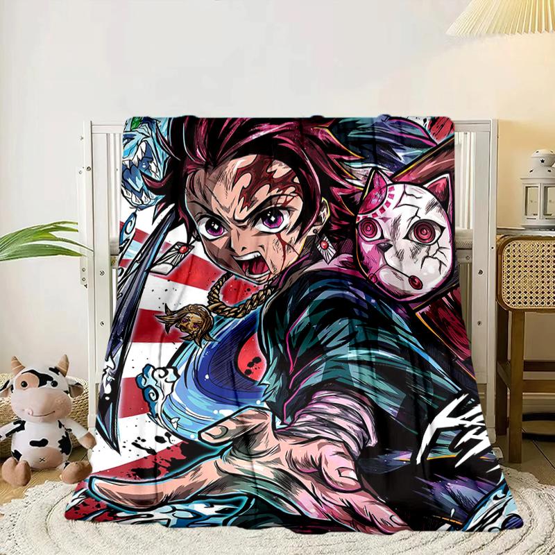 Anime Slayer Adventure Blanket Flannel Blanket for Bed, Sofa, Camping, Hiking, Picnic Essentials, Gift for Family Fan Gifts