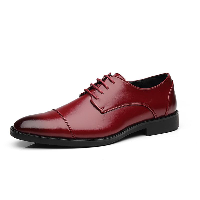 Fashion Men's Business Leather Shoes Men Classic Derby Shoe Dress Office Mens Lace-up Outdoor Wedding Party Flats