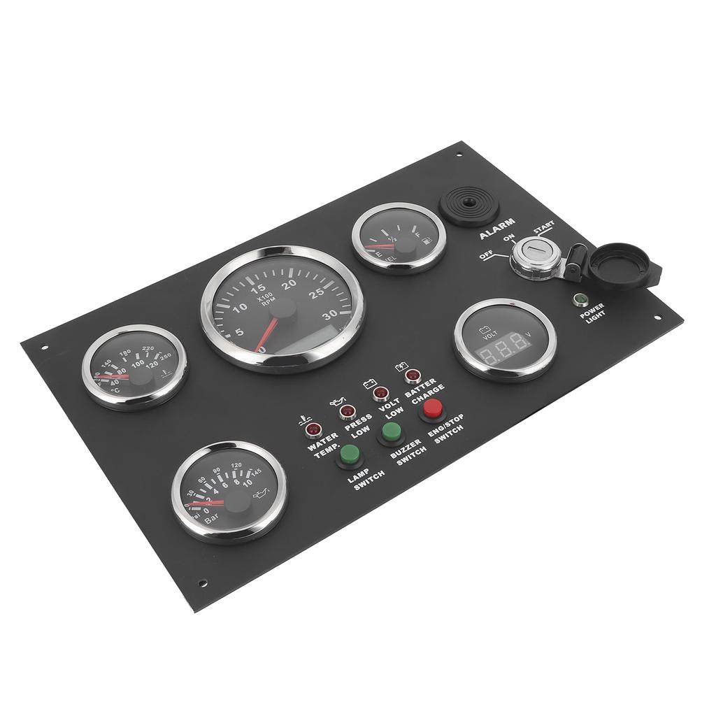 24V Gauge Cluster Oil Pressure Level Water Temperature Voltage Display with Ignition Keys