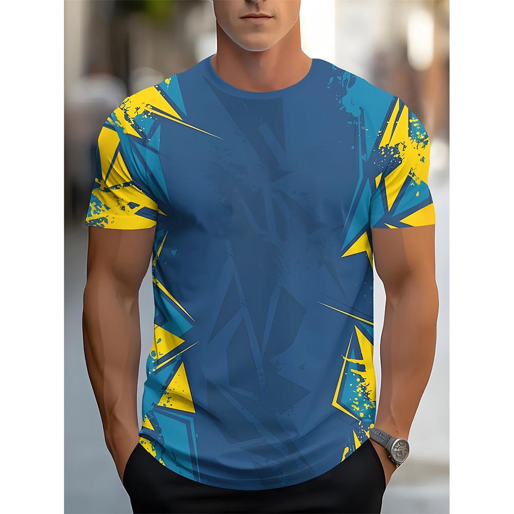 Men's Abstract Graphic Print T Shirt Short Sleeve Casual Summer Tee 3D Design Streetwear Top Quick Dry Lightweight Outdoor Wear