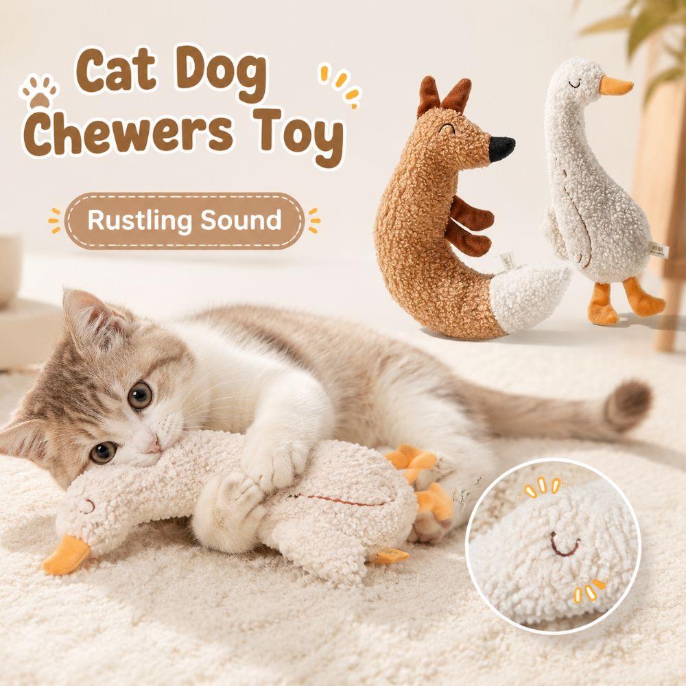 Plush Pet Teething Toy Rustling Sound Cat Interactive Toy Cat Dog Chewers Toy Relieve Boredom