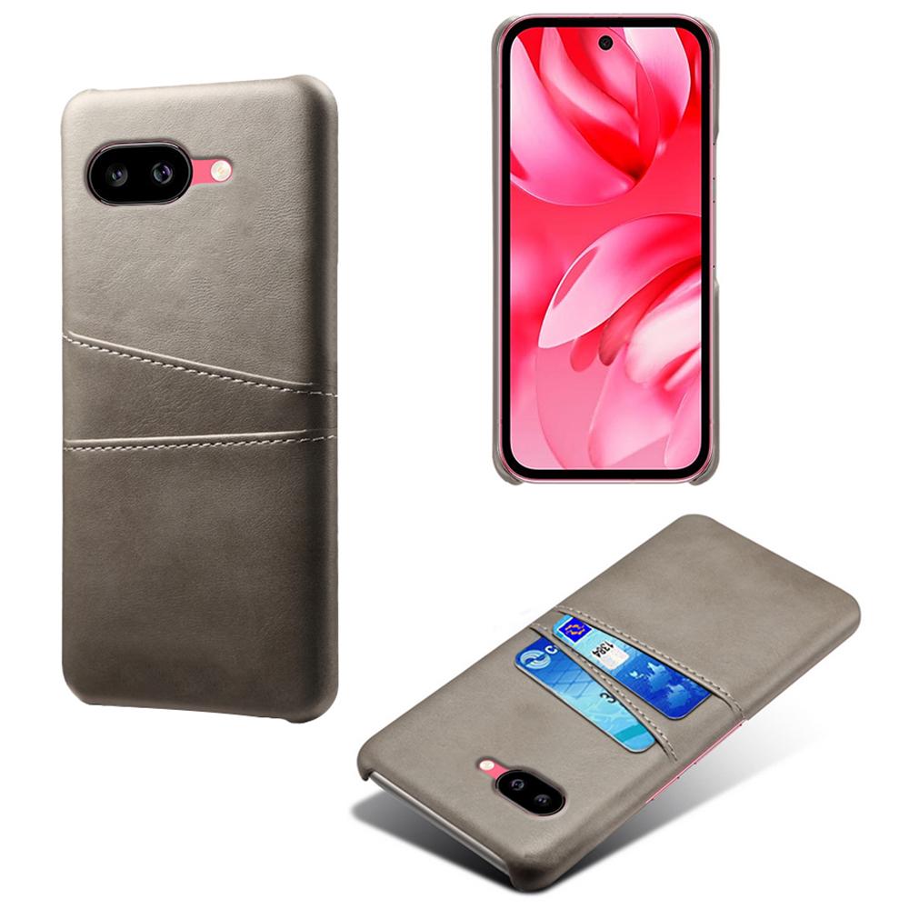 

For Google Pixel 9a Case Dual Card Slots PU Leather+Hard PC Phone Cover Grey