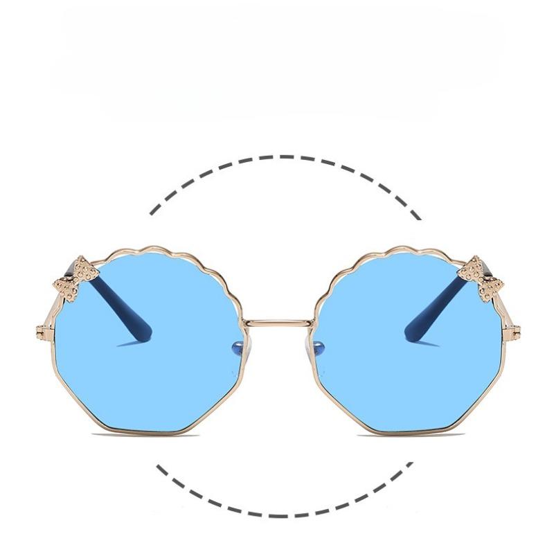 Bowknot Metal Frame Sun Glasses for Boys Girls Polygon Trend Children's Sun Glasses Trendy Fashion Sunglasses UV400 Eyewear