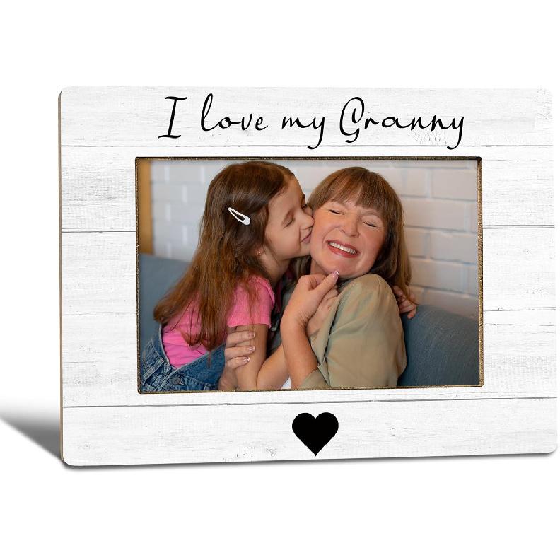 I Love My Nan Picture Frame, Mother's Day Gifts for Nan Grandma, Grandma Gifts from Grandkids Photo Frame 4x6, Grandmother Wooden Photo Picture