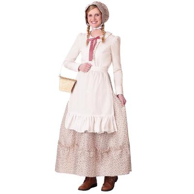 Robe Florale Pastorale d'Halloween Costume de Paysanne de Ferme Petit Chaperon Rouge Grand-Mère Loup Costume de Scène