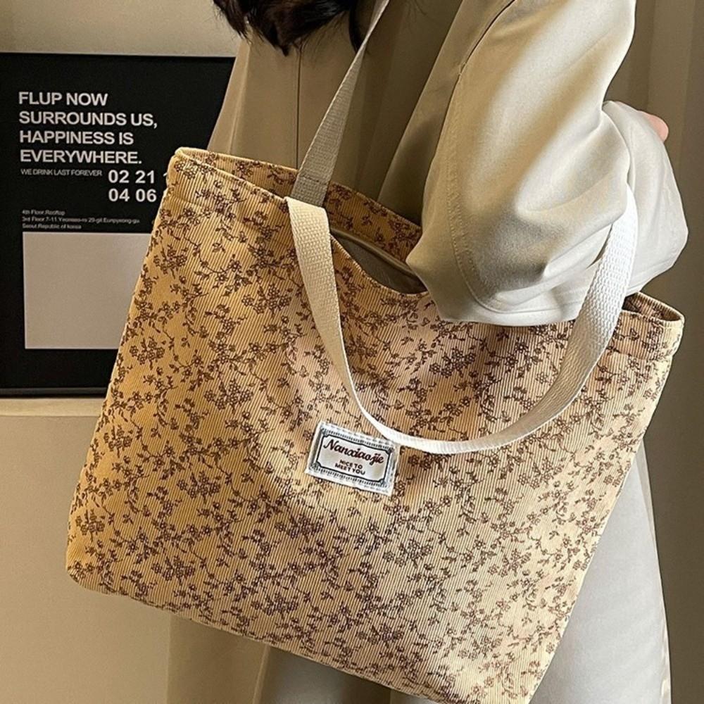 Corduroy Fabric Shoulder Bags Tender Color Handbag Trendy Casual Bags Women