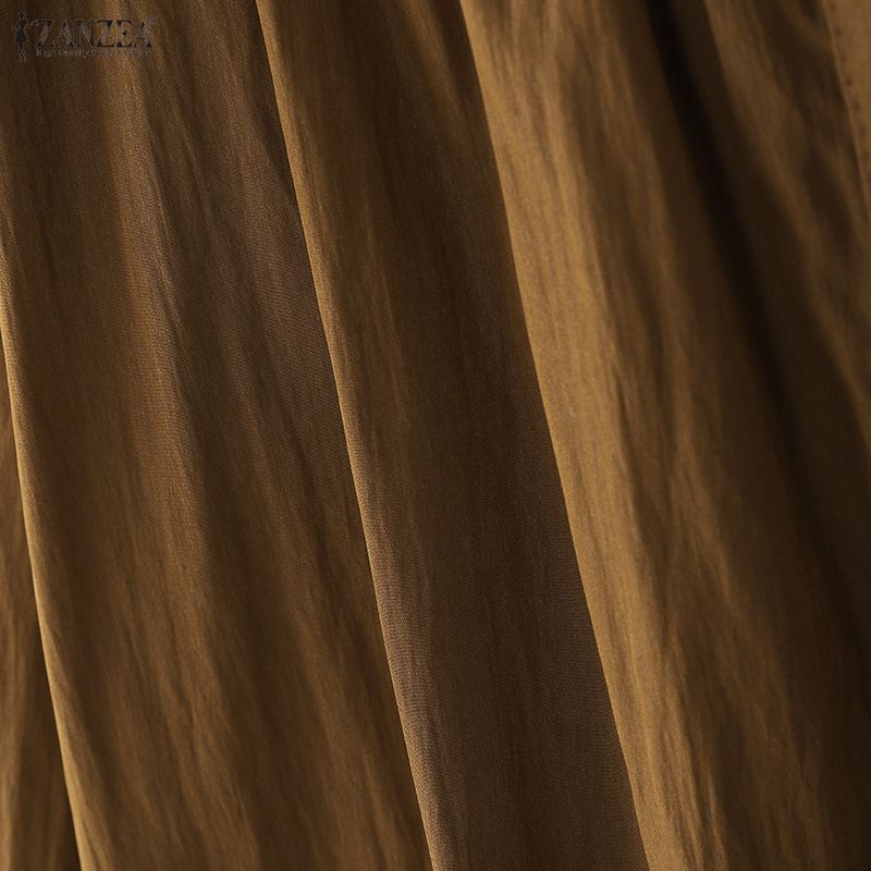 ZANZEA Women Casual Round Neck Solid Color Long Sleeve Blouse