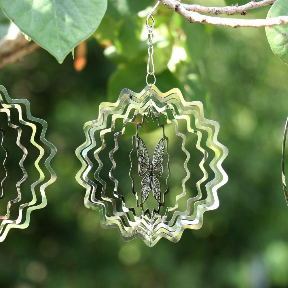 3D Flowing Wind Spinner Stainless 10 Styles Yard Garden Mirror Rainbow 10/15cm Mirrored Wind Chimes Sculptures
