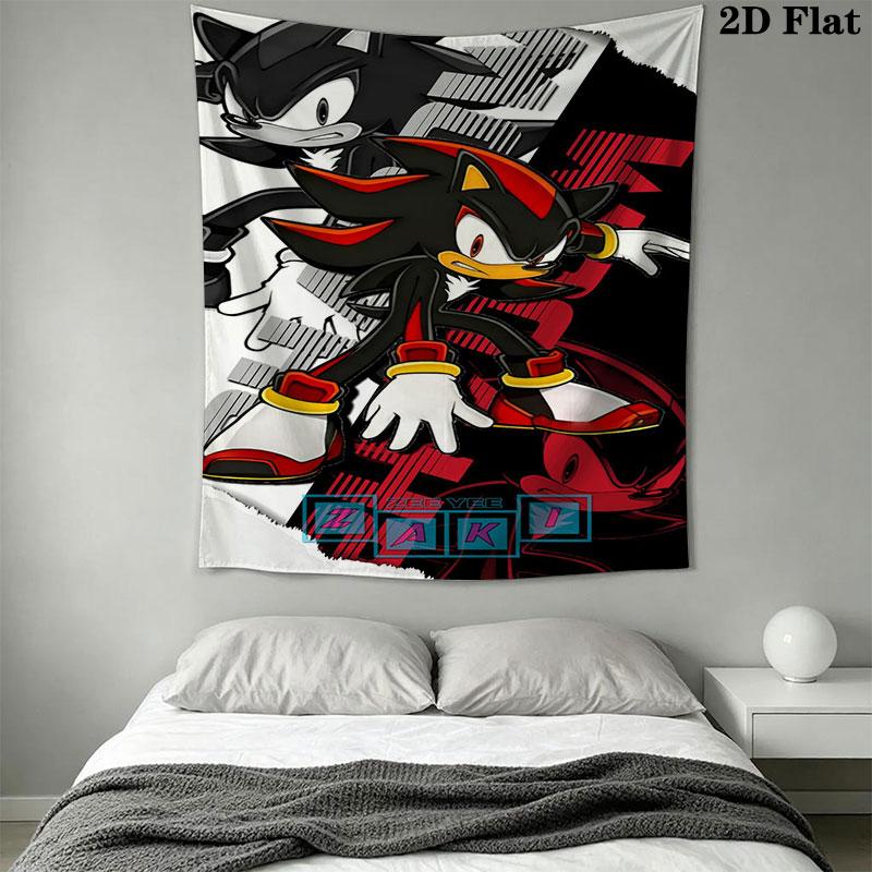 Hedgehog Sonic Green Wall Hanging Printed Fabric Blanket Decorative Tapestries for Bedroom Living Room Home Decor