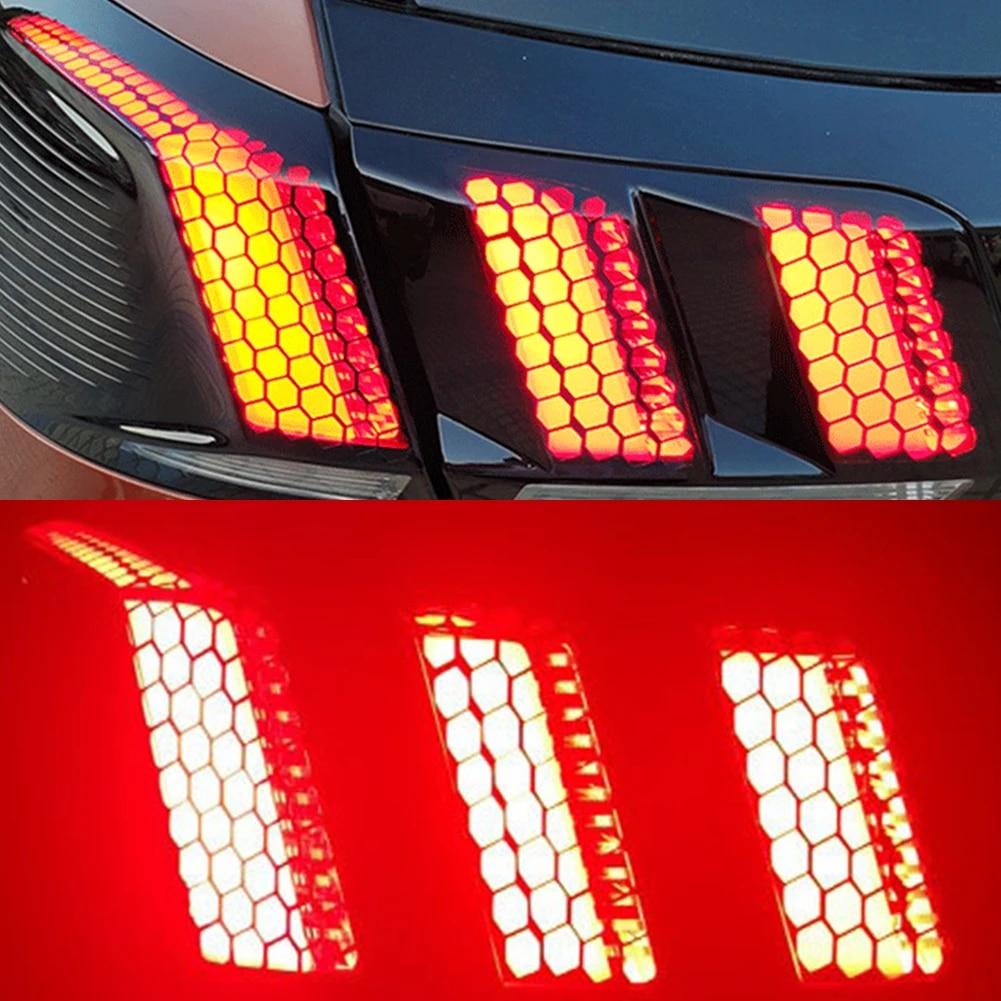 6PCS Auto Hinten Schwanz Licht Lampe Abdeckung Waben Aufkleber Schutz Rücklicht Dekor Aufkleber für Peugeot 3008 3008GT 2017 2018