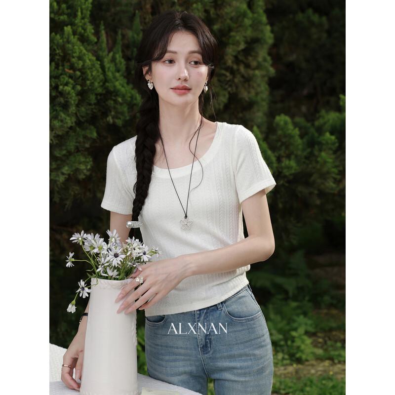 Women s Simple U-Neck Short Sleeve T-Shirt S