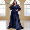 Plus-Size Ball Gown Evening Dress, Elegant and Luxurious Sequined Party Cape, V-Neck Long-Sleeve Dress, Birthday Gown, Long Dress