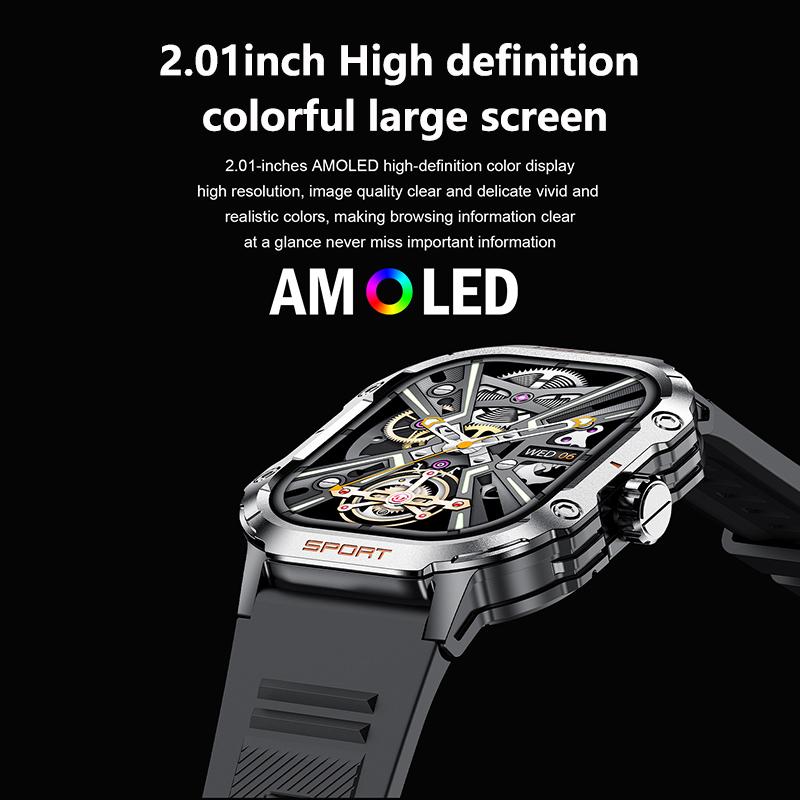 Rainbuvvy HK24 Smart Watch 2.01inch AMOLED JL7012 BLE5.3 Bluetooth Call IP68 Waterproof 260mAh NFC Android Sports Watch